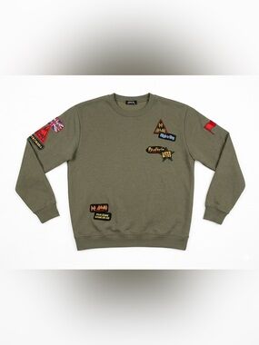 Vinyl Icons Def Leppard Patch Crewneck Sweatshirt Mens S Green